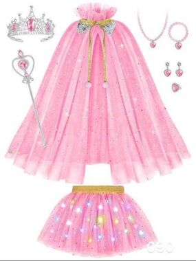 Pink Princess Cape and Light-Up Tutu Costume Set - Kids